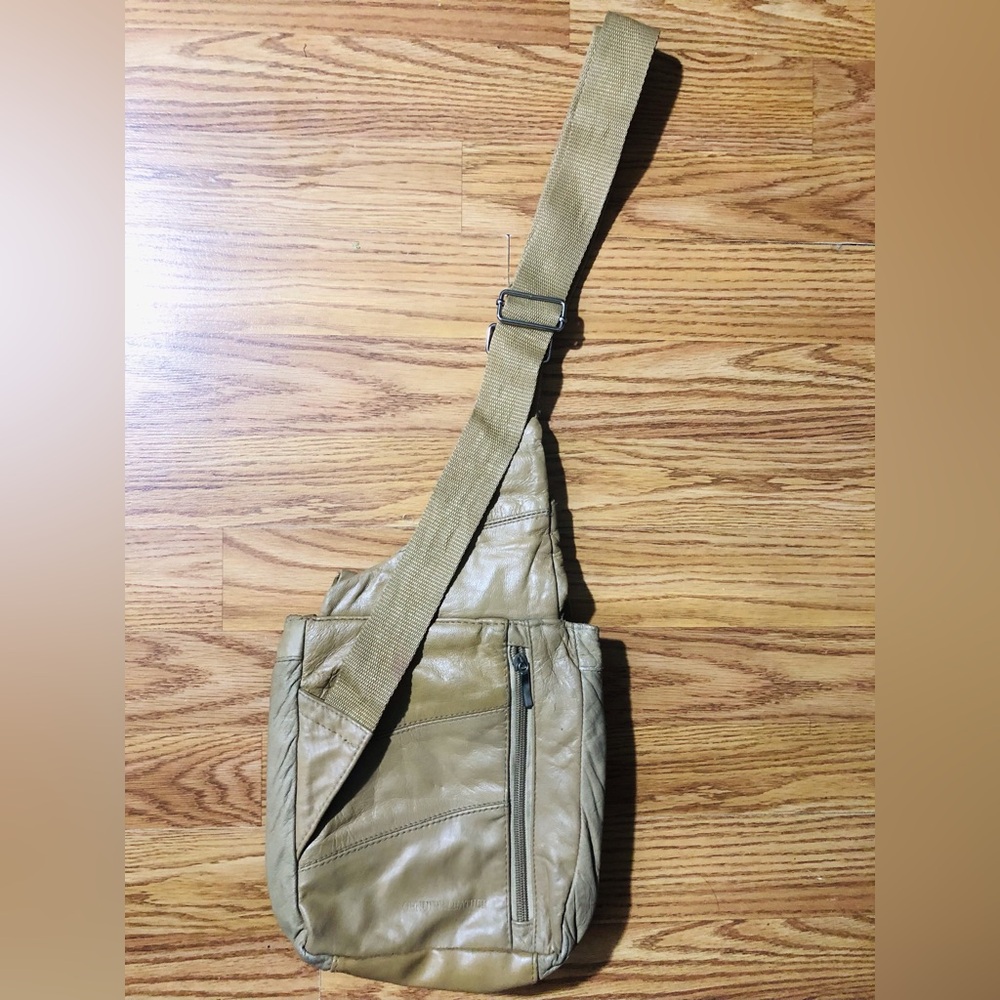 Buxton Tan Crossbody Bag light Beige Real Leather Unisex Design